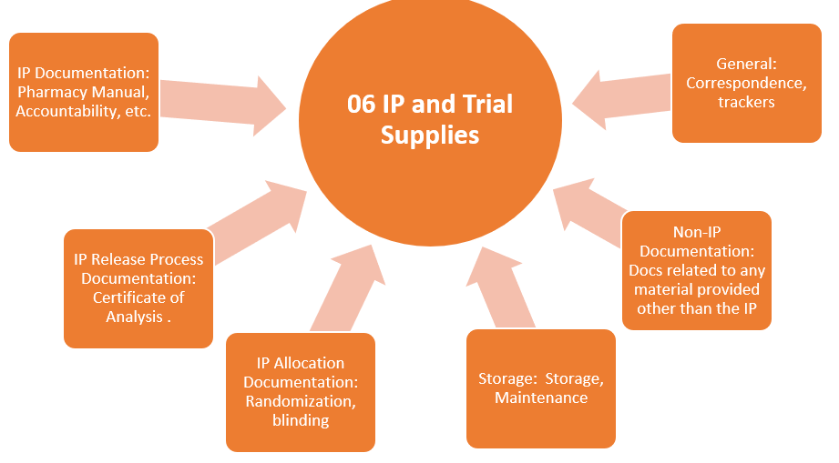 image with shapes representing components of eTMF zone 06 IP and Trial Supplies