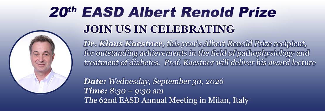 Klaus Kaestner to receive EASD Albert Renold Prize