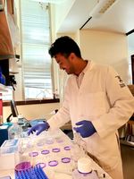 Yogesh Budhathoki in the lab